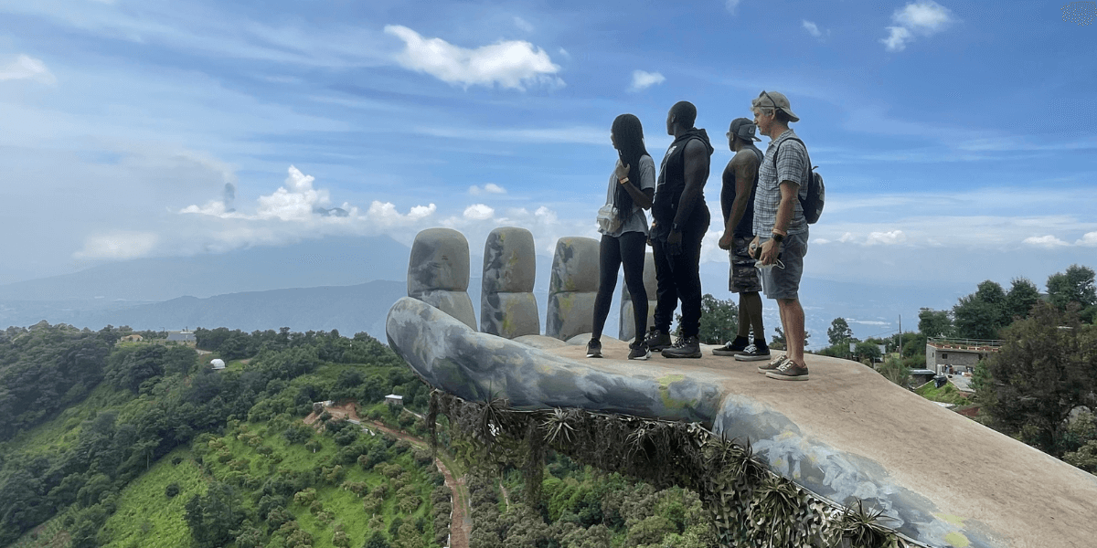group overlooking view from altamira