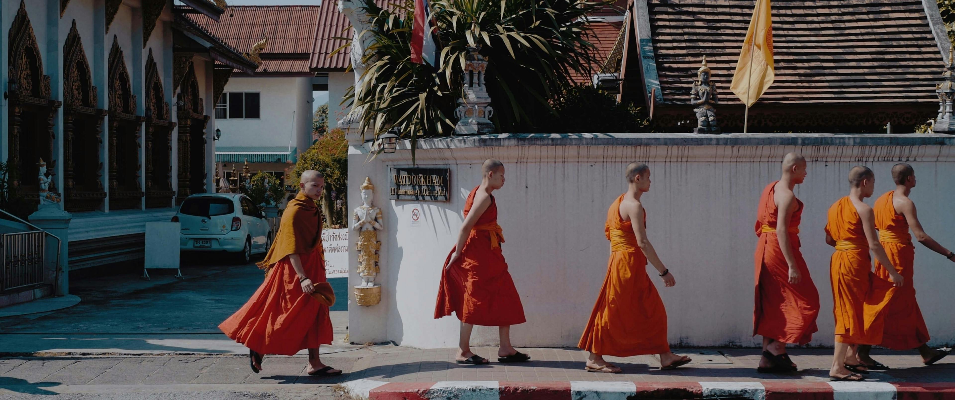 Monks walking