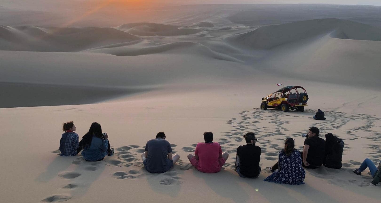 Group in desert in peru