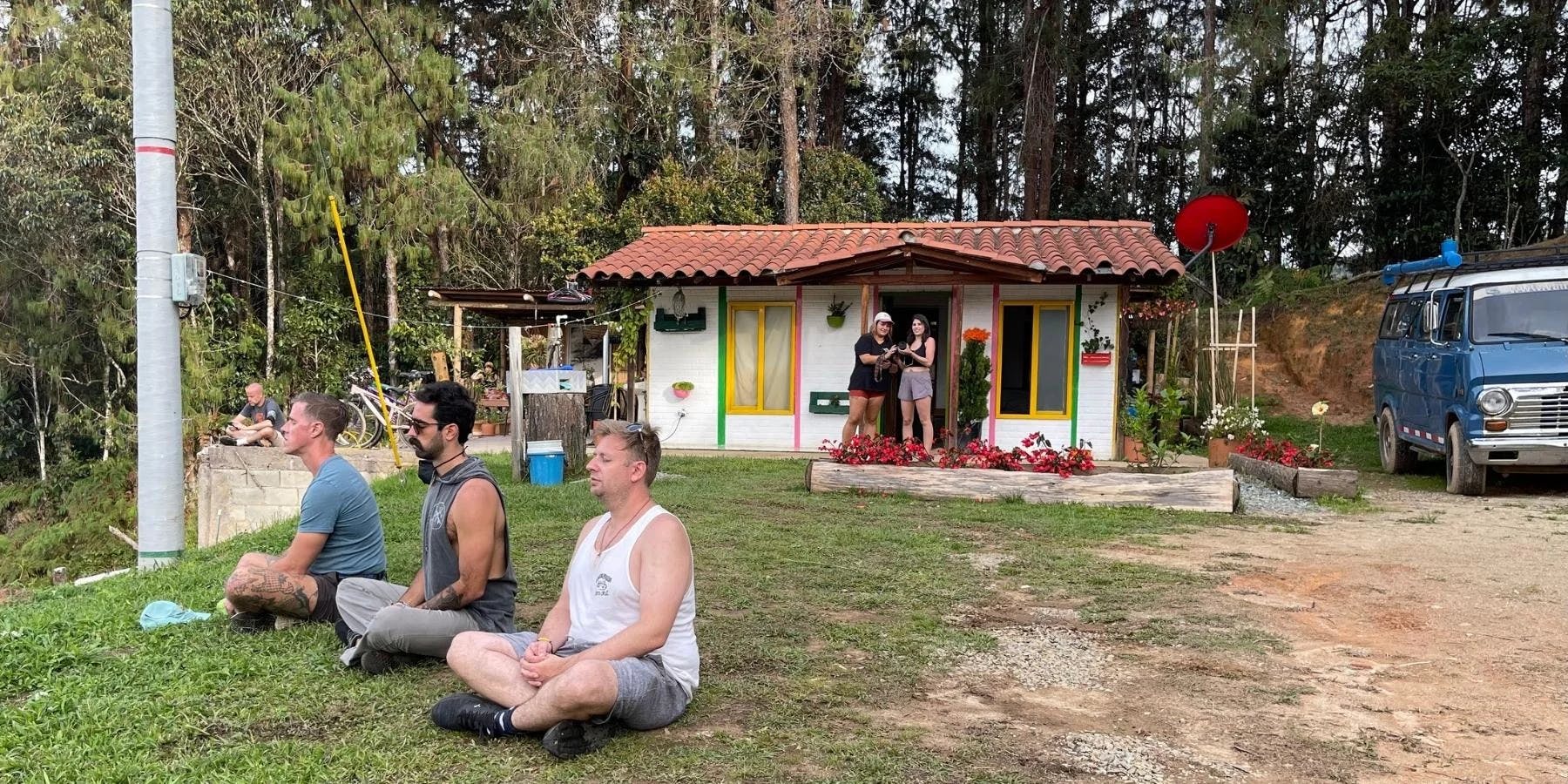 Group meditating in Colombia